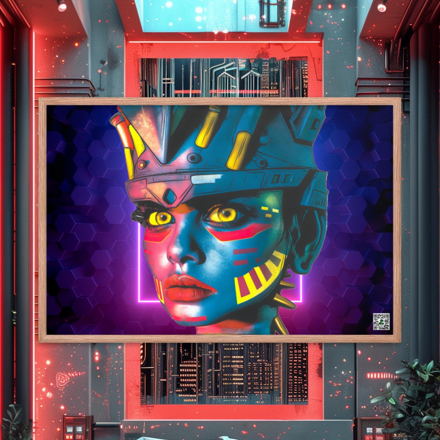 Cyber Empress - Framed photo paper poster - Neon Hex Colorway