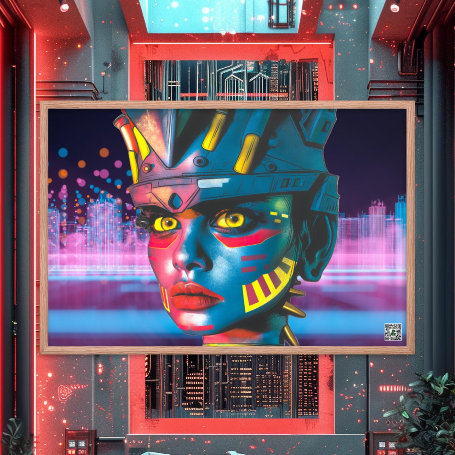 Cyber Empress - Framed photo paper poster - Neon Skyline