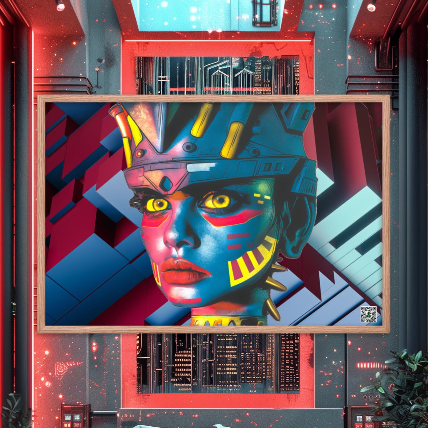 Cyber Empress - Framed photo paper poster - Geometric Pulse Colorway