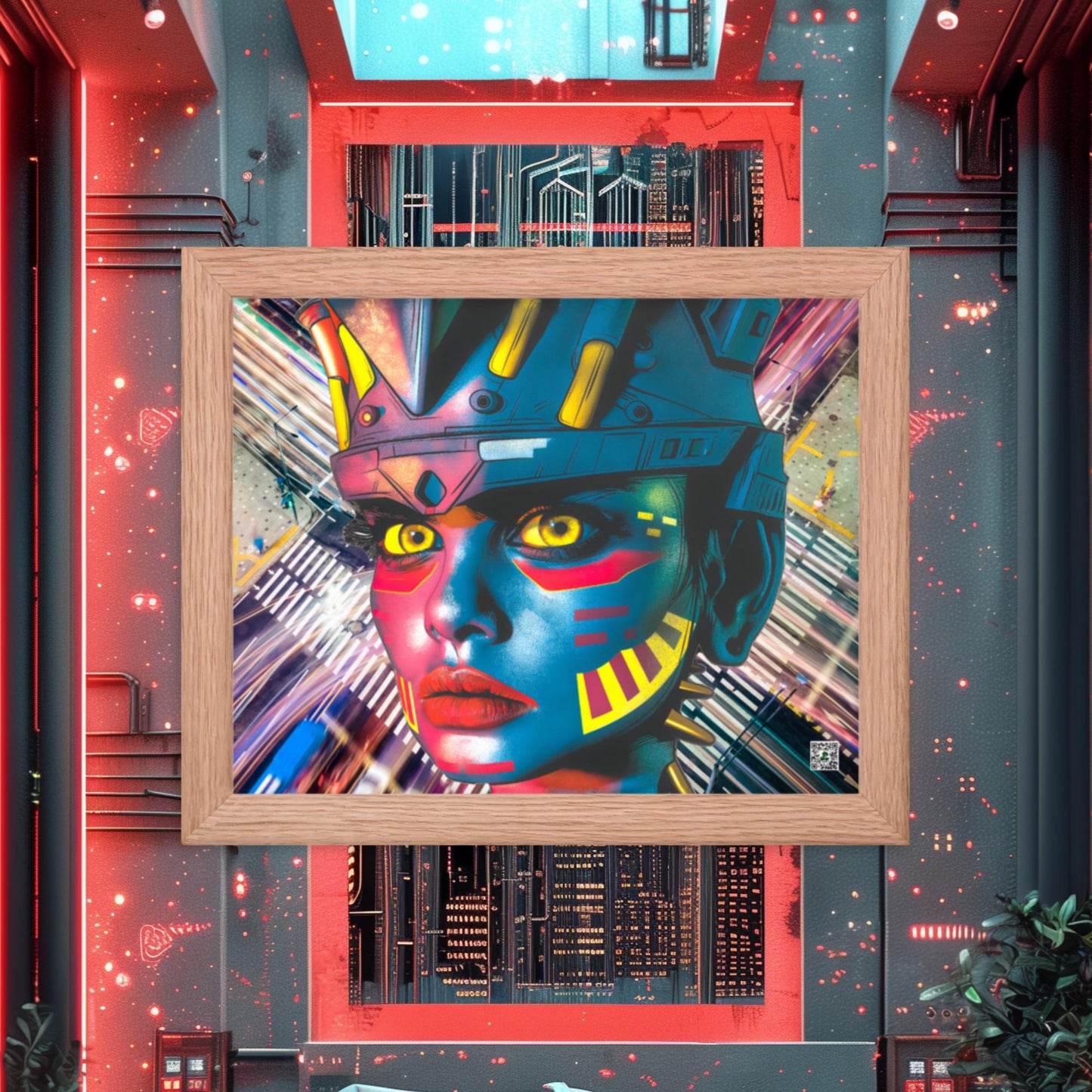 Cyber Empress - Framed photo paper poster - Electric Metropolis Colorway