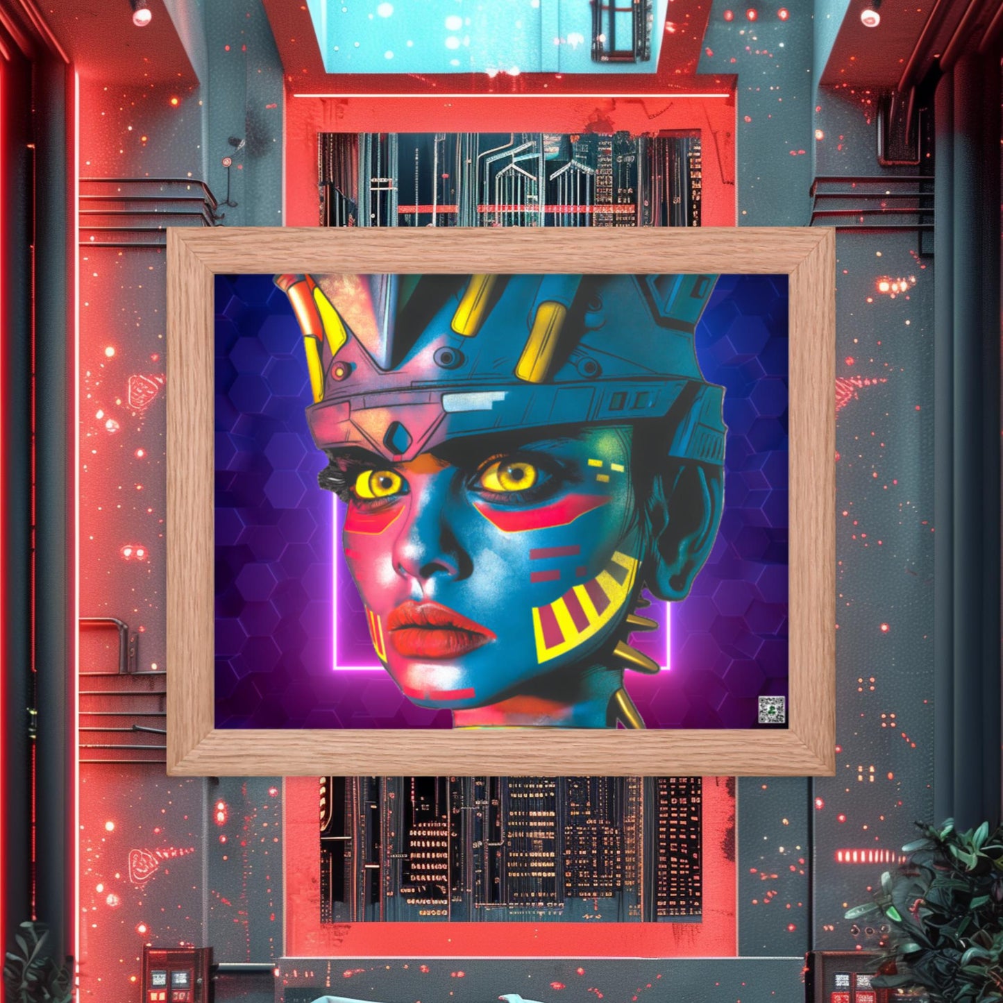 Cyber Empress - Framed photo paper poster - Neon Hex Colorway