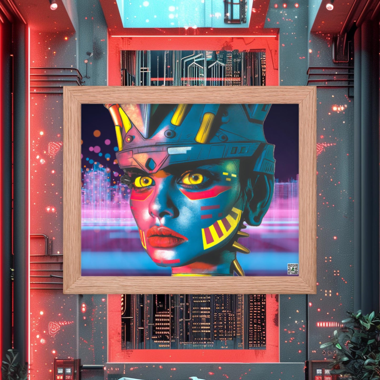 Cyber Empress - Framed photo paper poster - Neon Skyline