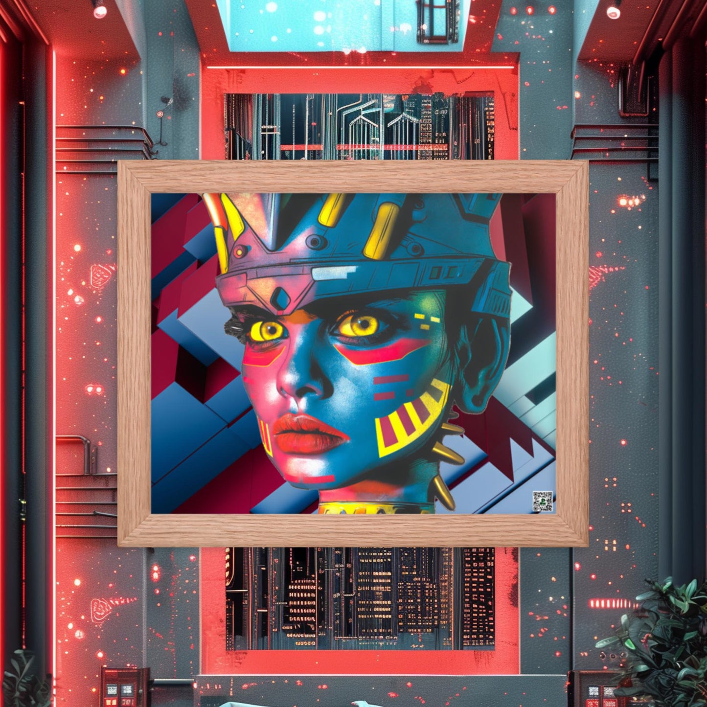 Cyber Empress - Framed photo paper poster - Geometric Pulse Colorway