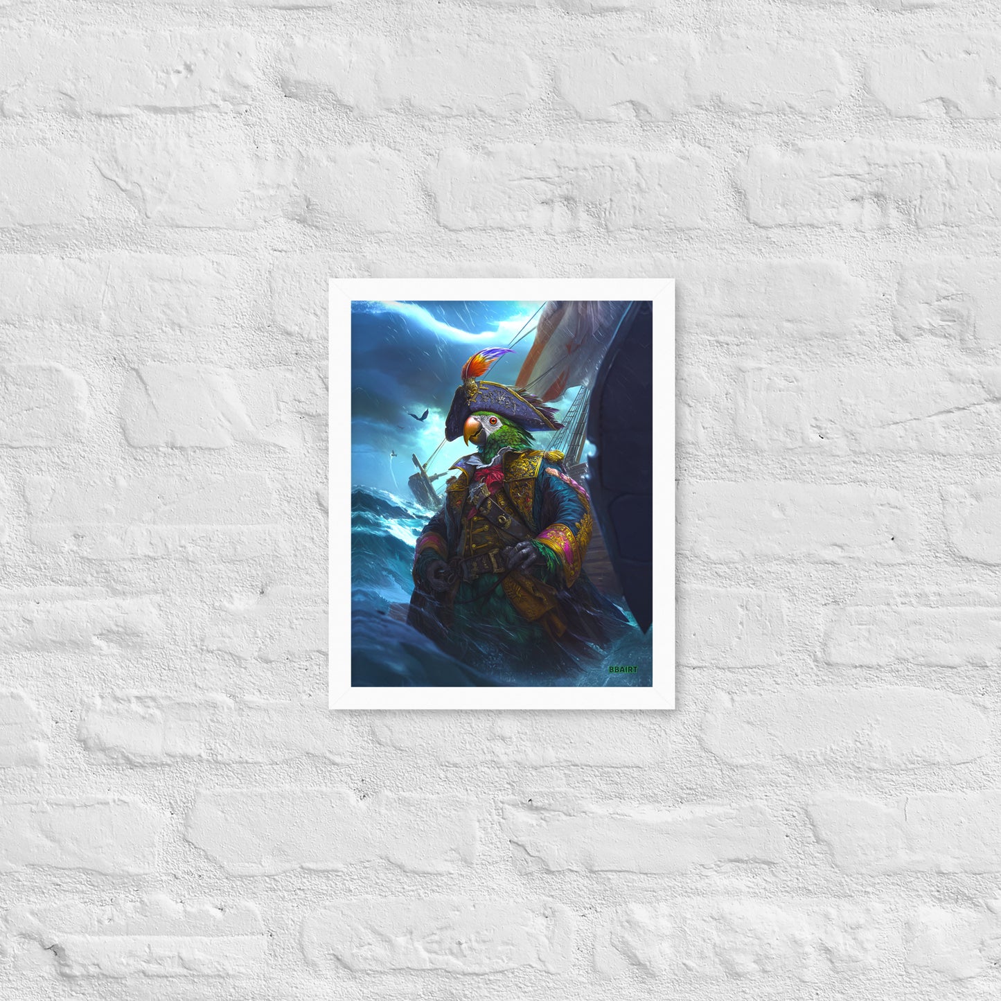 Captain Plume the Pirate Parrot - Framed Photo Paper Poster