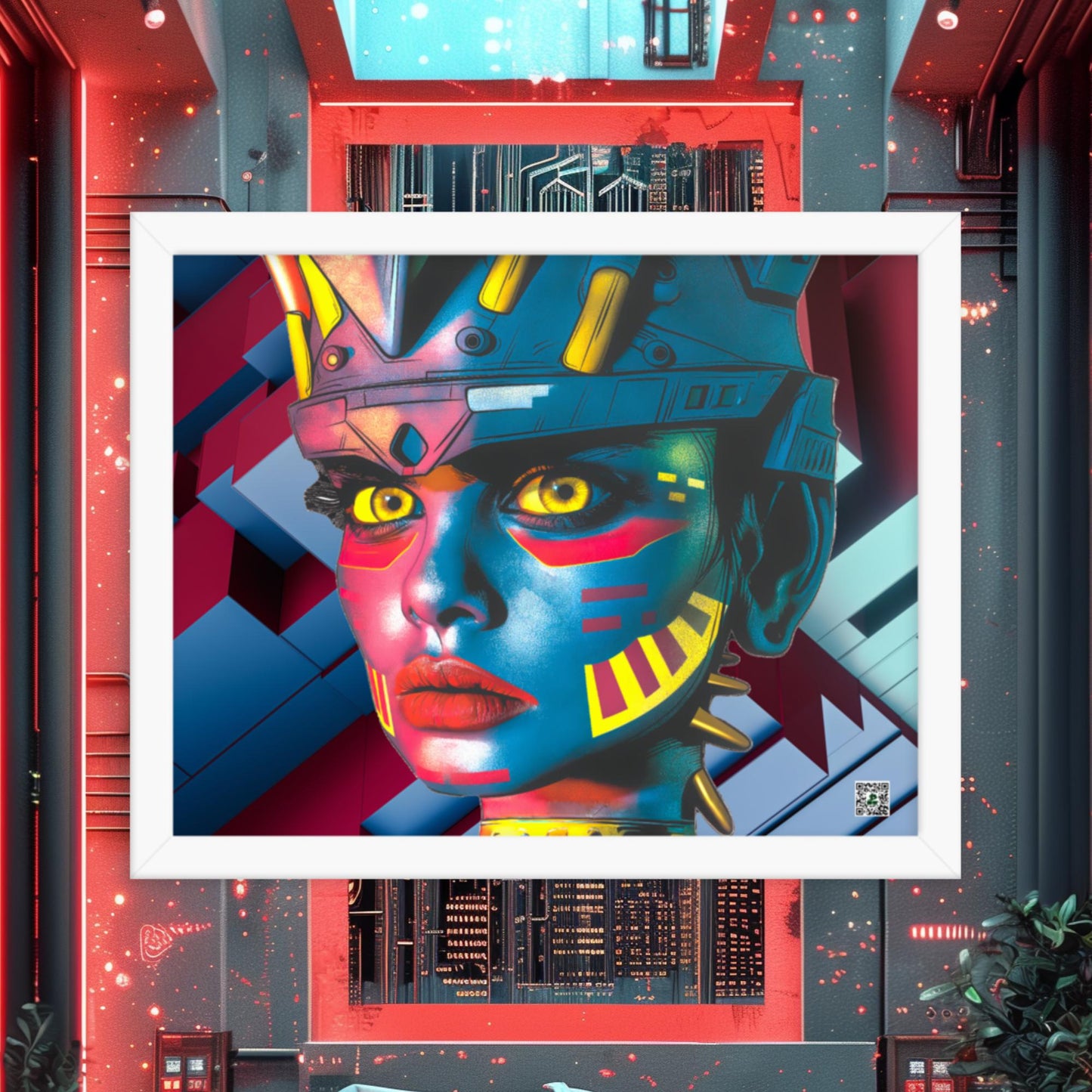 Cyber Empress - Framed photo paper poster - Geometric Pulse Colorway