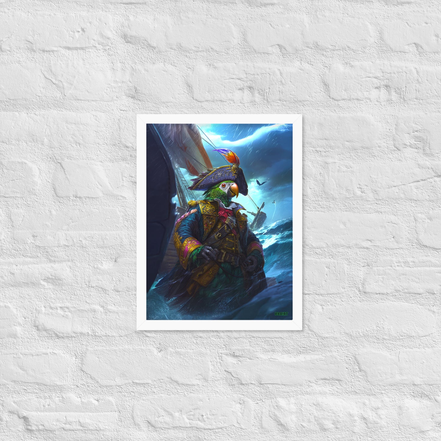 Captain Plume the Pirate Parrot - Framed Photo Paper Poster