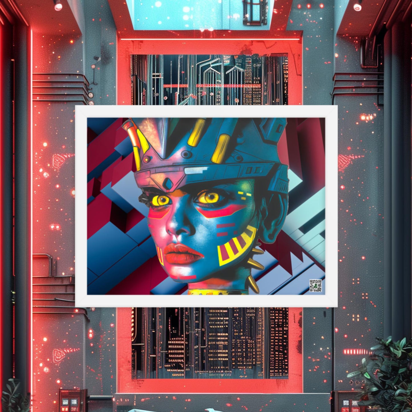 Cyber Empress - Framed photo paper poster - Geometric Pulse Colorway