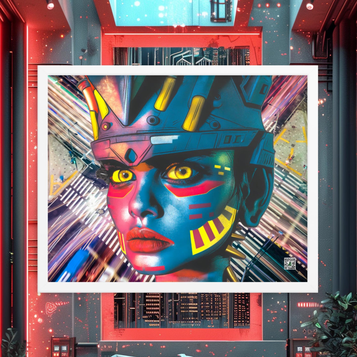 Cyber Empress - Framed photo paper poster - Electric Metropolis Colorway