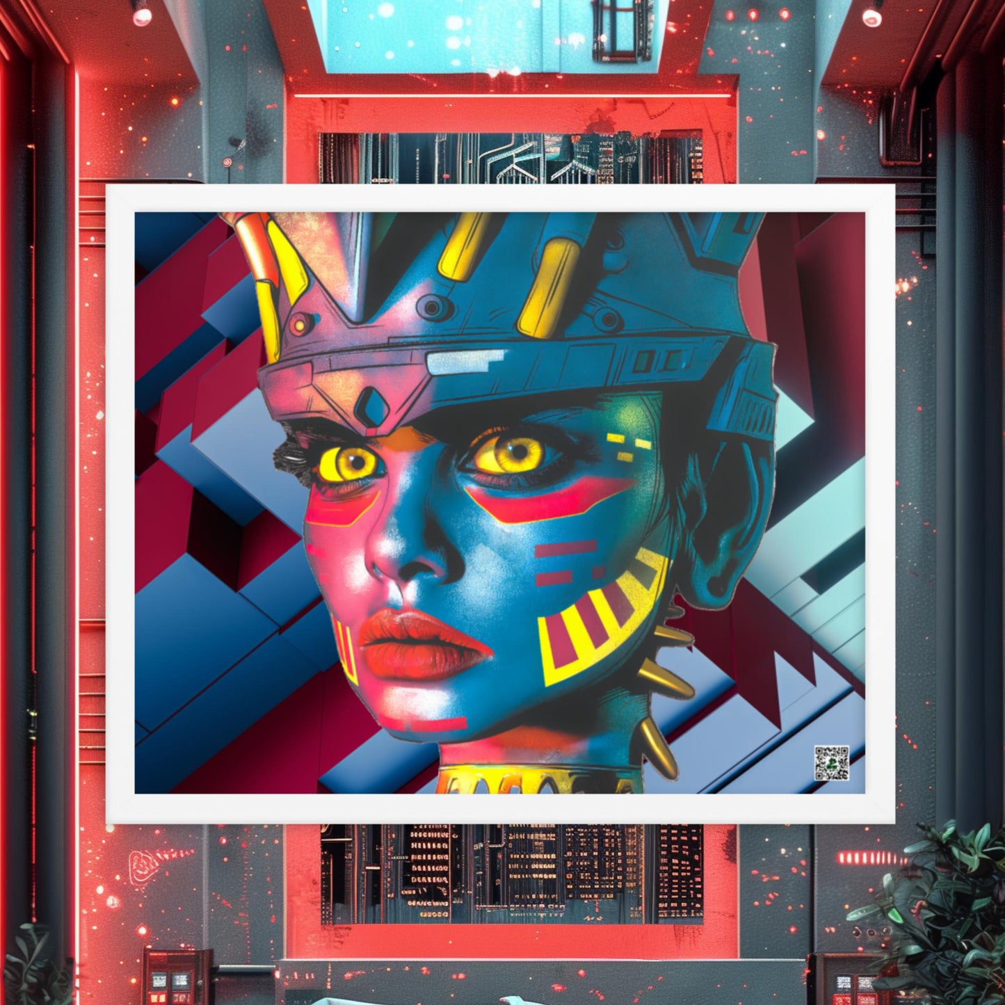 Cyber Empress - Framed photo paper poster - Geometric Pulse Colorway