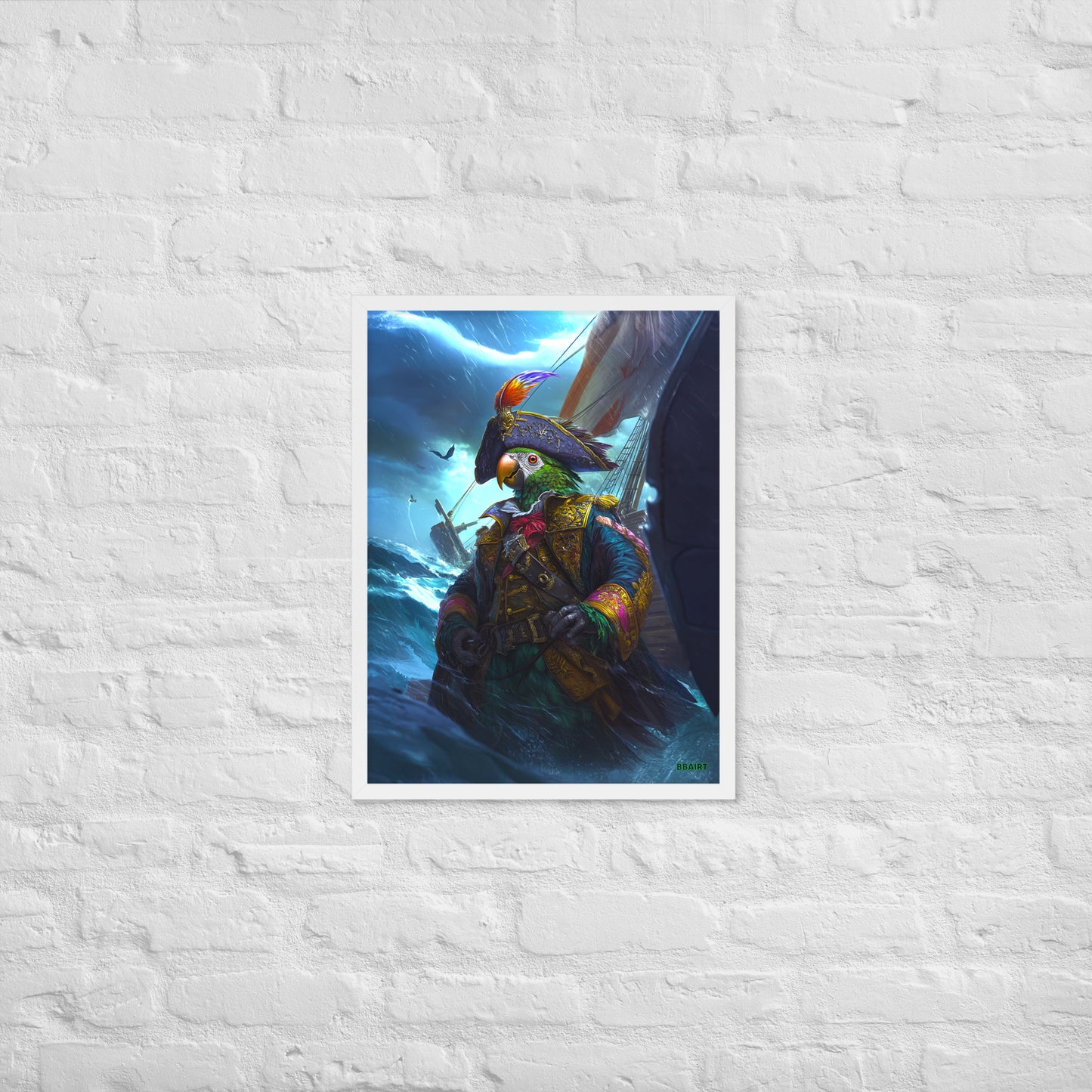 Captain Plume the Pirate Parrot - Framed Photo Paper Poster