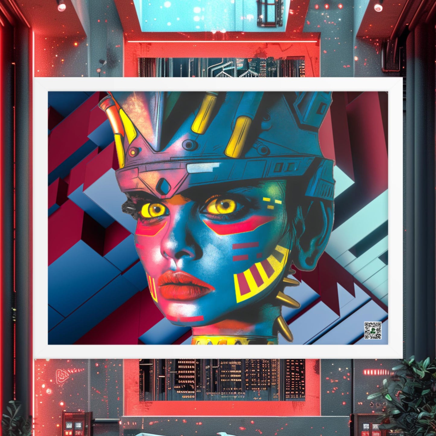 Cyber Empress - Framed photo paper poster - Geometric Pulse Colorway