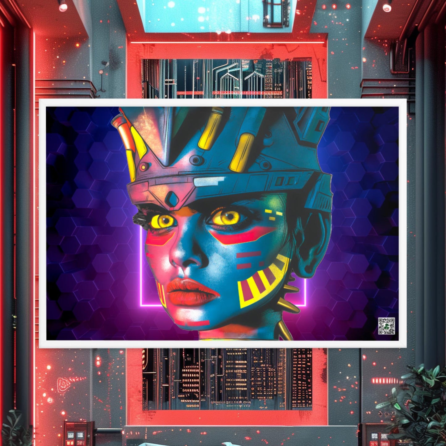 Cyber Empress - Framed photo paper poster - Neon Hex Colorway