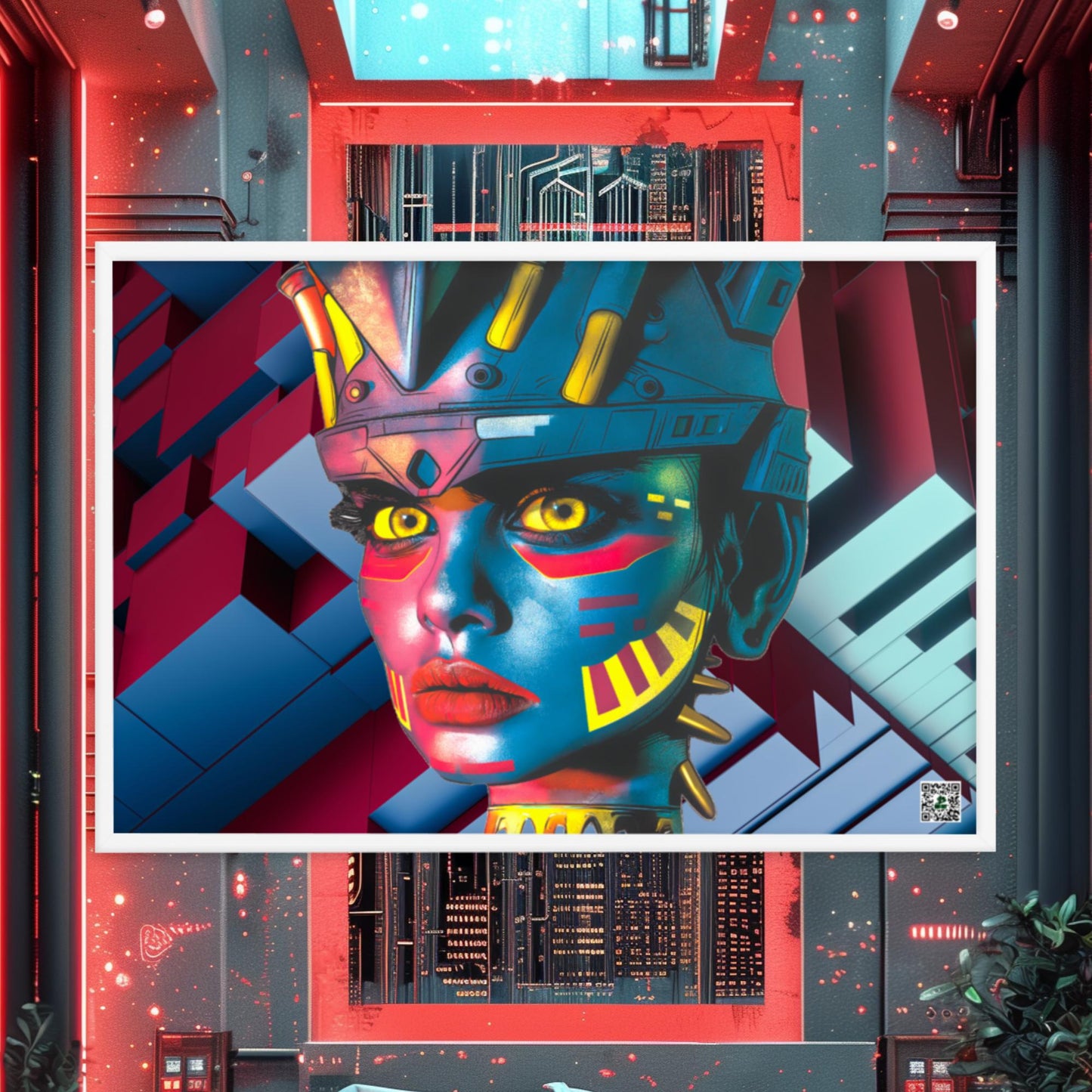 Cyber Empress - Framed photo paper poster - Geometric Pulse Colorway