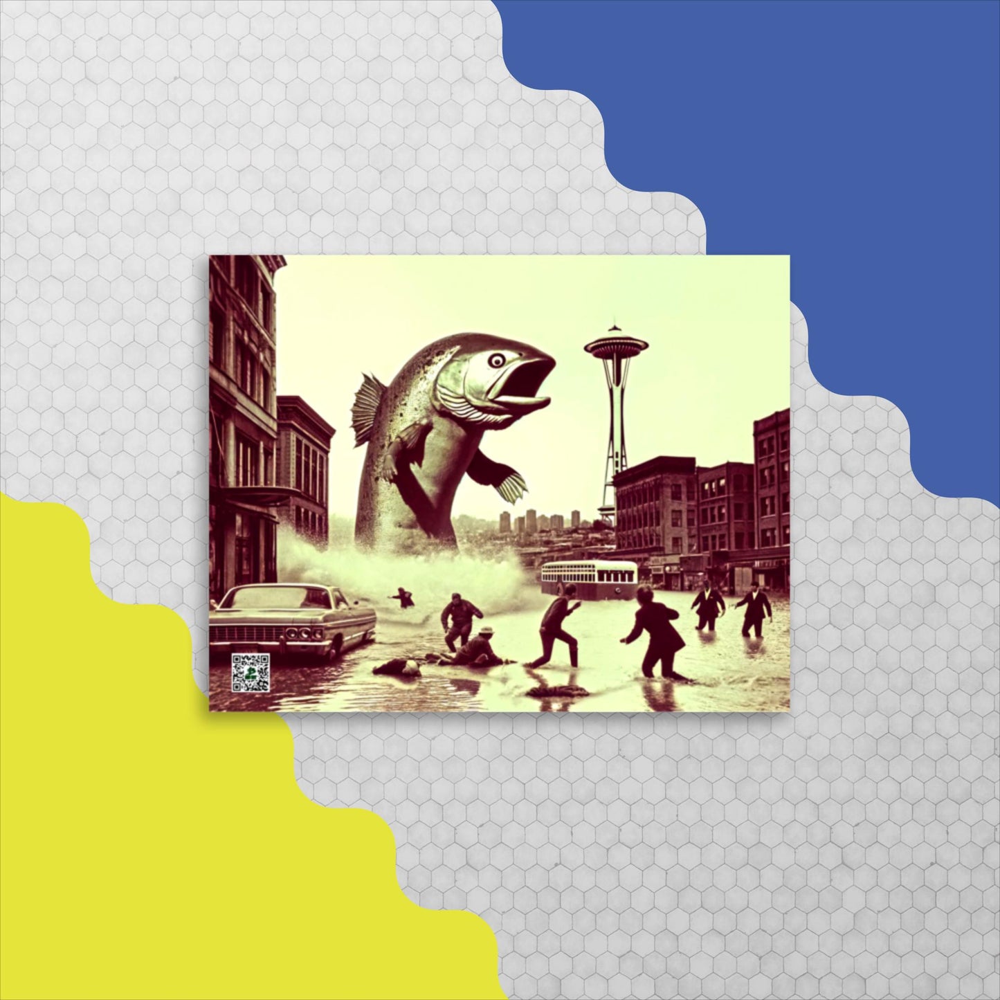 Salmon Surge in Seattle - Photo paper poster