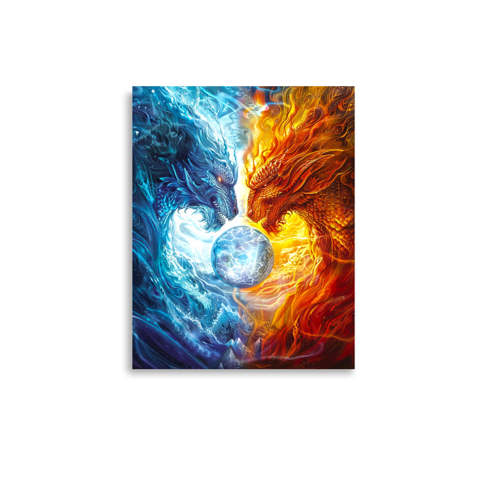 Equinox Harmony: Fire and Ice Guardians - Photo paper poster