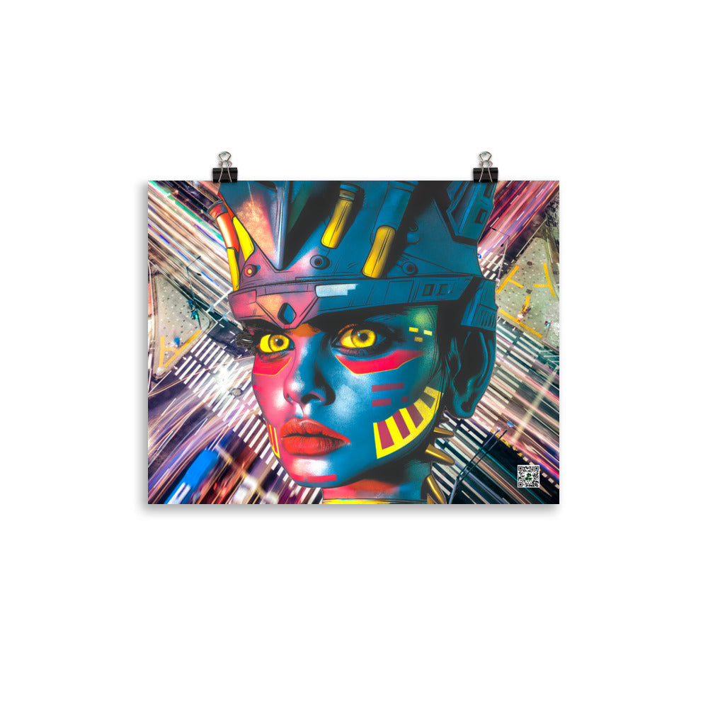 Cyber Empress - Photo paper poster - Electric Metropolis Colorway