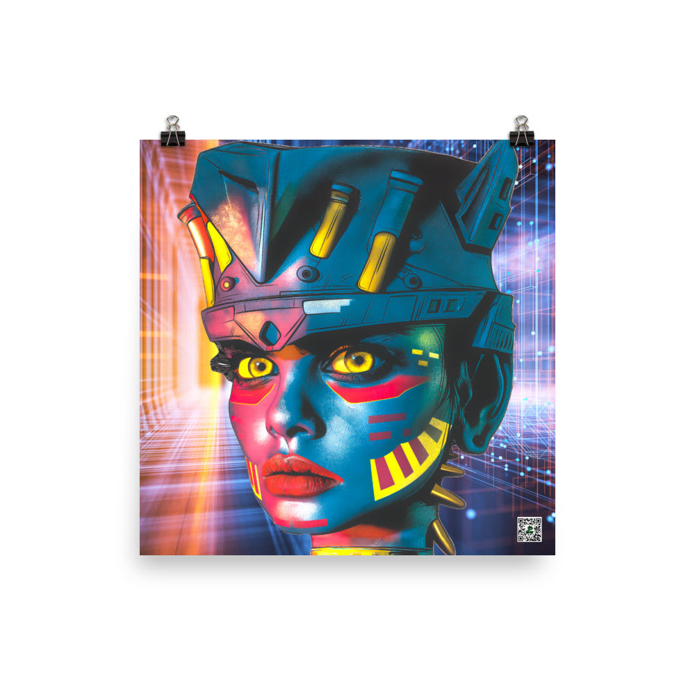 Cyber Empress - Photo paper poster - Neon Grid Colorway