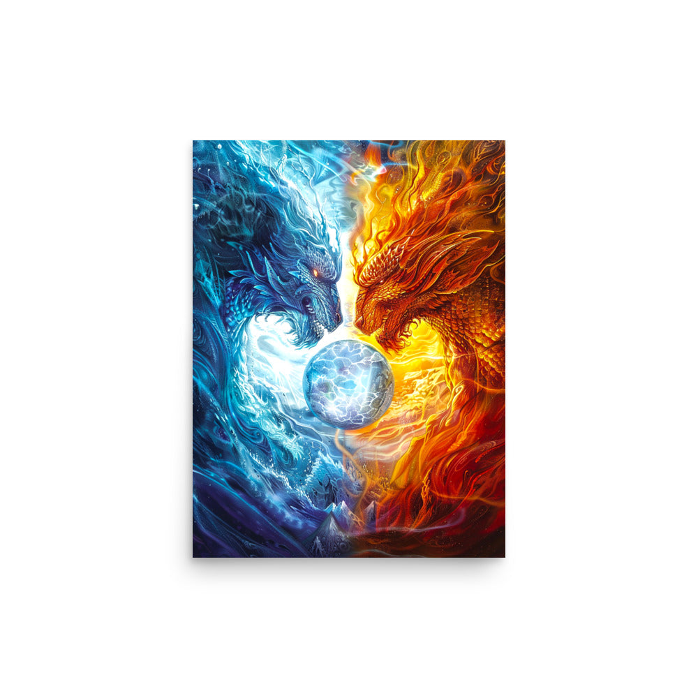 Equinox Harmony: Fire and Ice Guardians - Photo paper poster