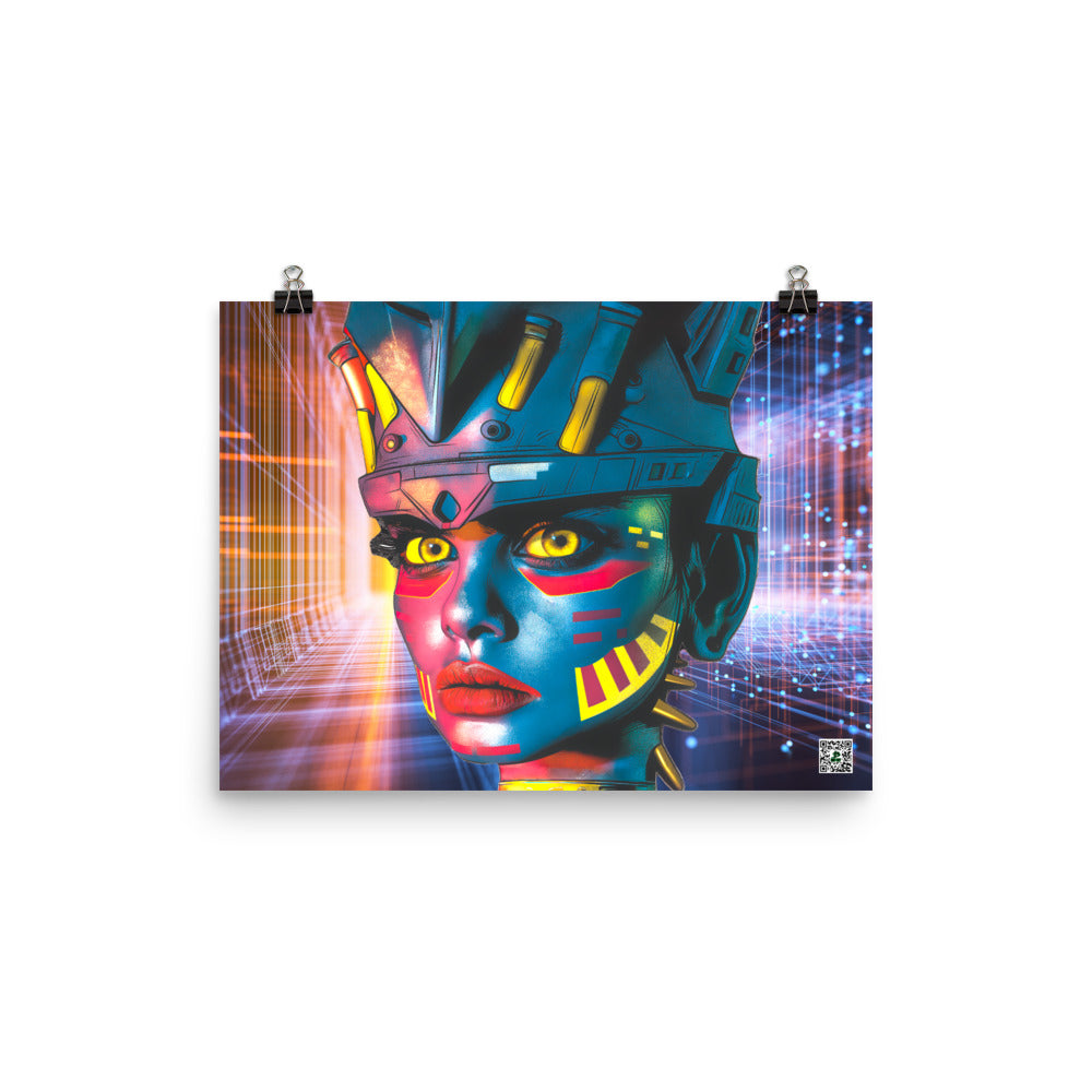 Cyber Empress - Photo paper poster - Neon Grid Colorway