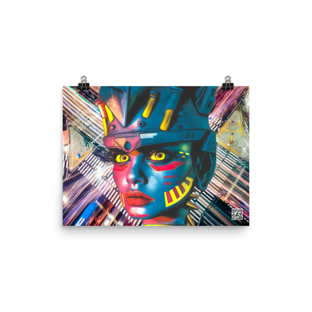 Cyber Empress - Photo paper poster - Electric Metropolis Colorway