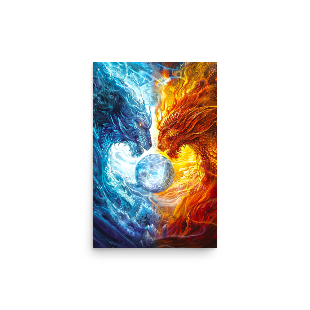 Equinox Harmony: Fire and Ice Guardians - Photo paper poster