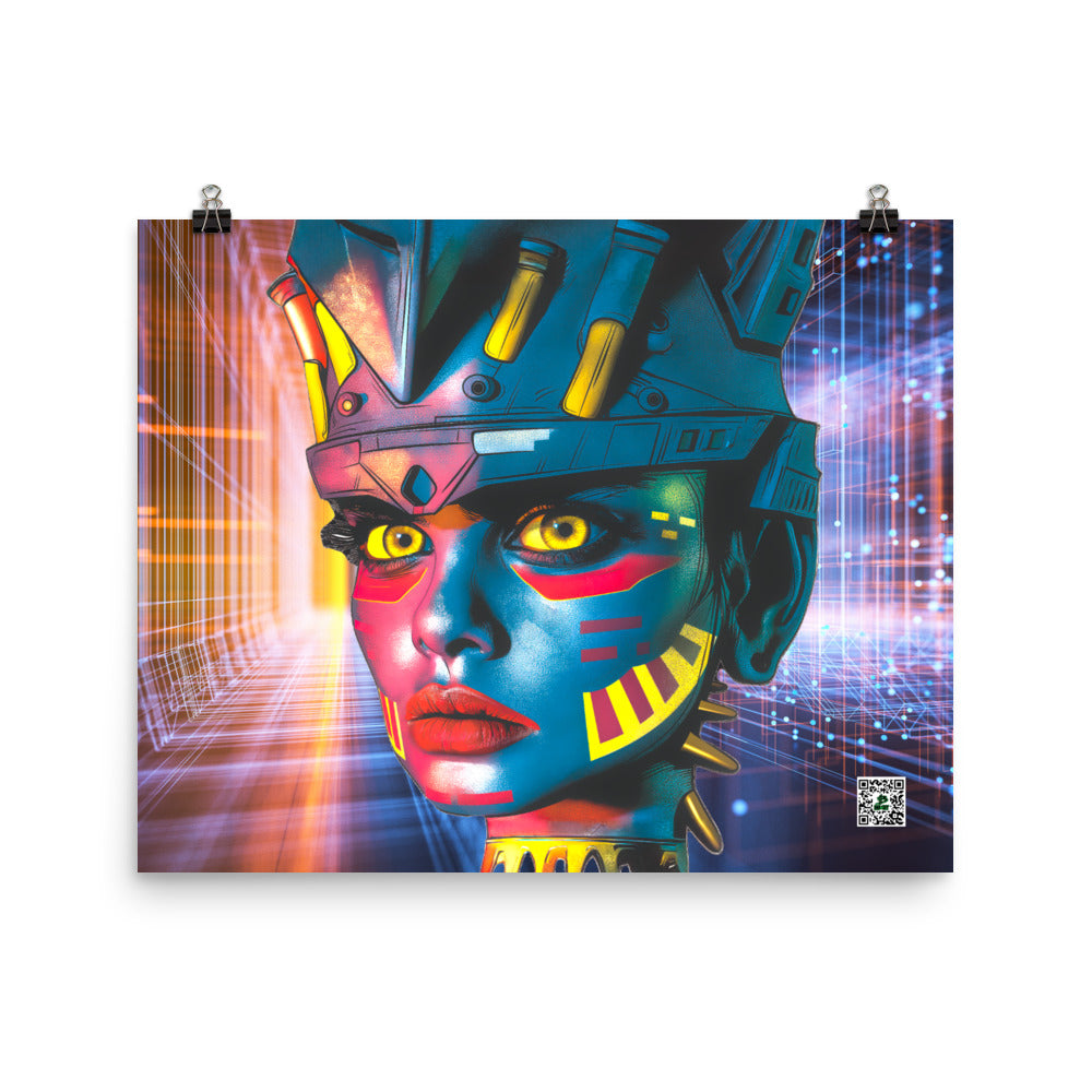 Cyber Empress - Photo paper poster - Neon Grid Colorway