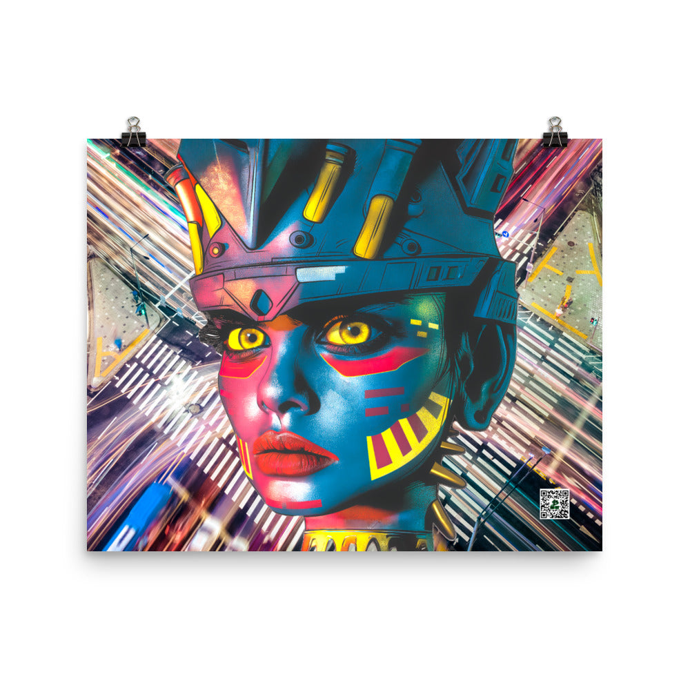 Cyber Empress - Photo paper poster - Electric Metropolis Colorway