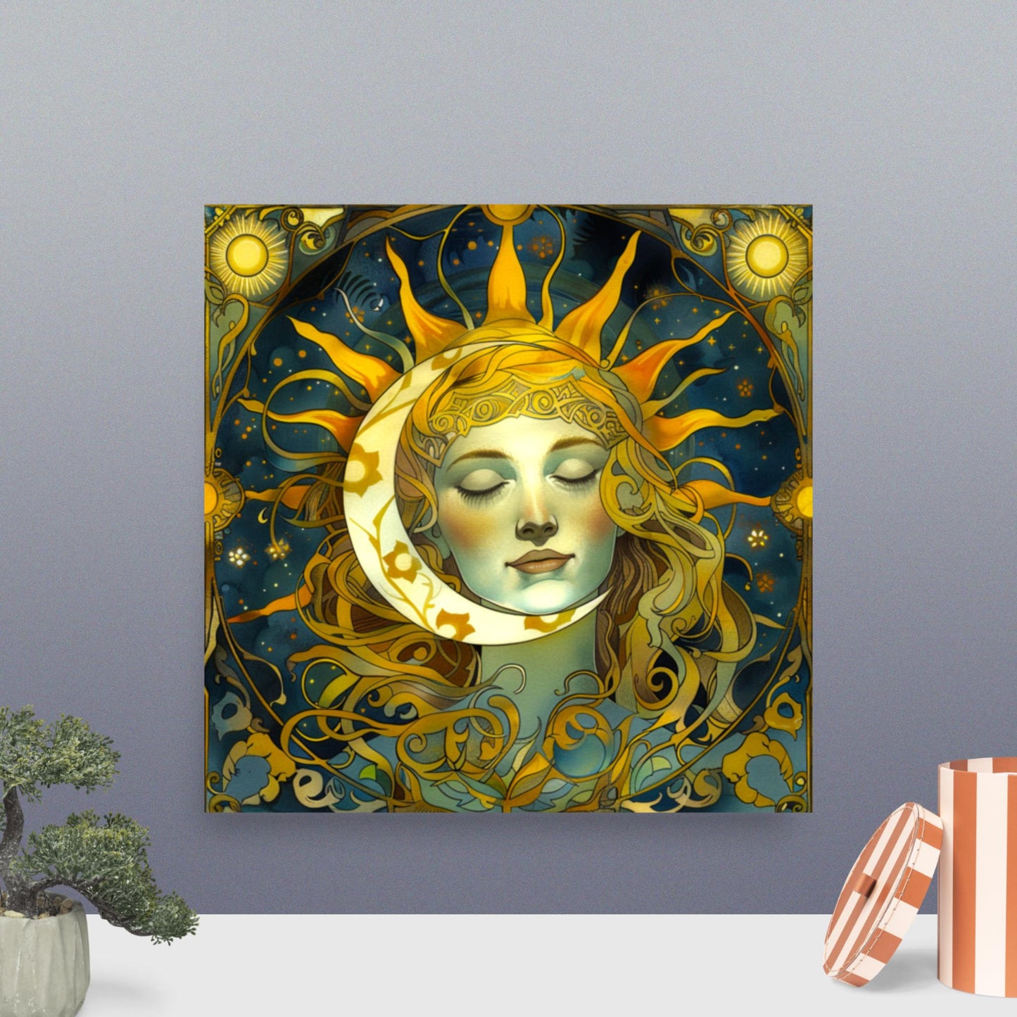 Cosmic Harmony: Sun and Moon Balance - Photo Paper Poster