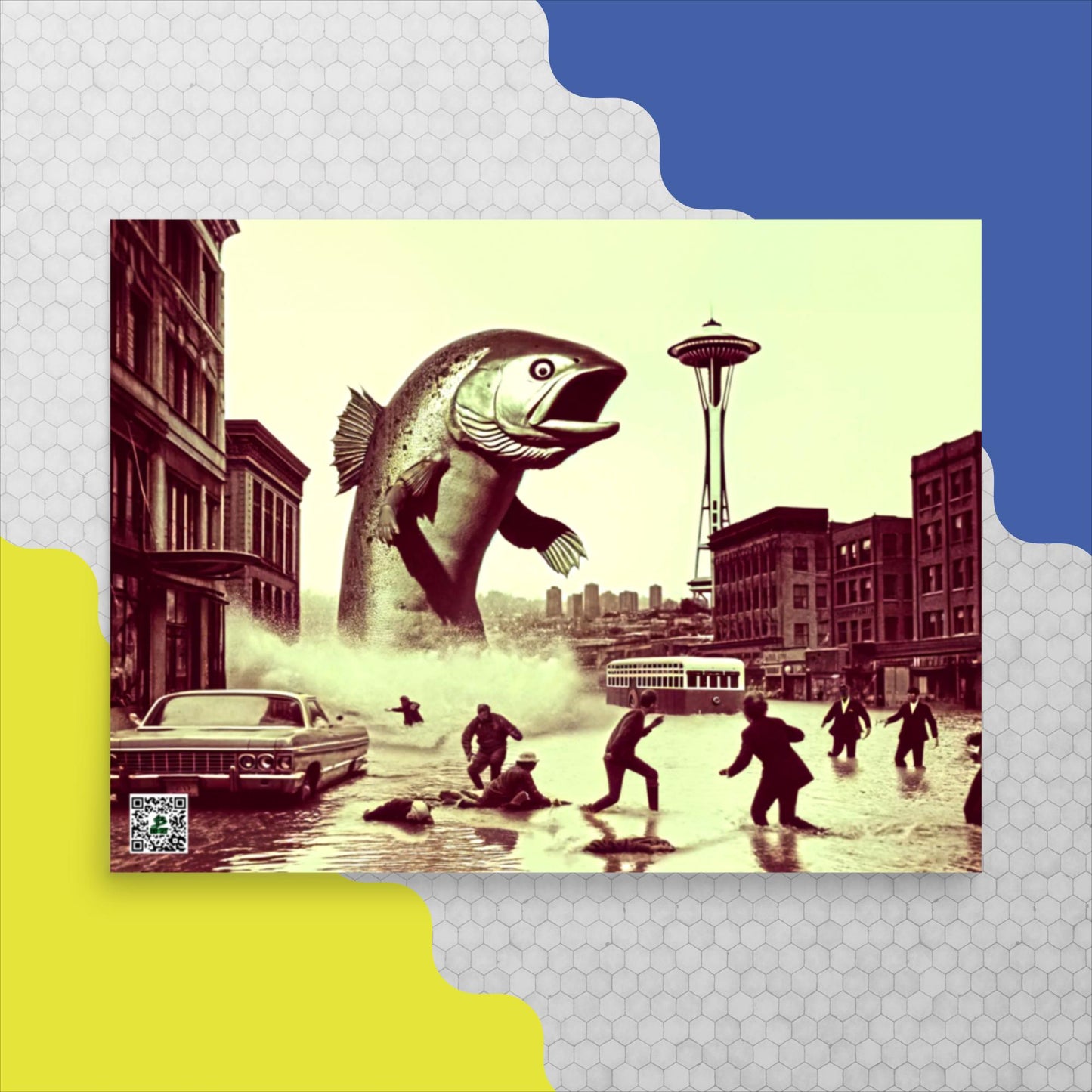 Salmon Surge in Seattle - Photo paper poster