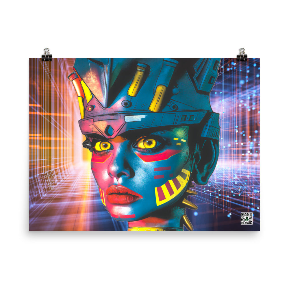 Cyber Empress - Photo paper poster - Neon Grid Colorway