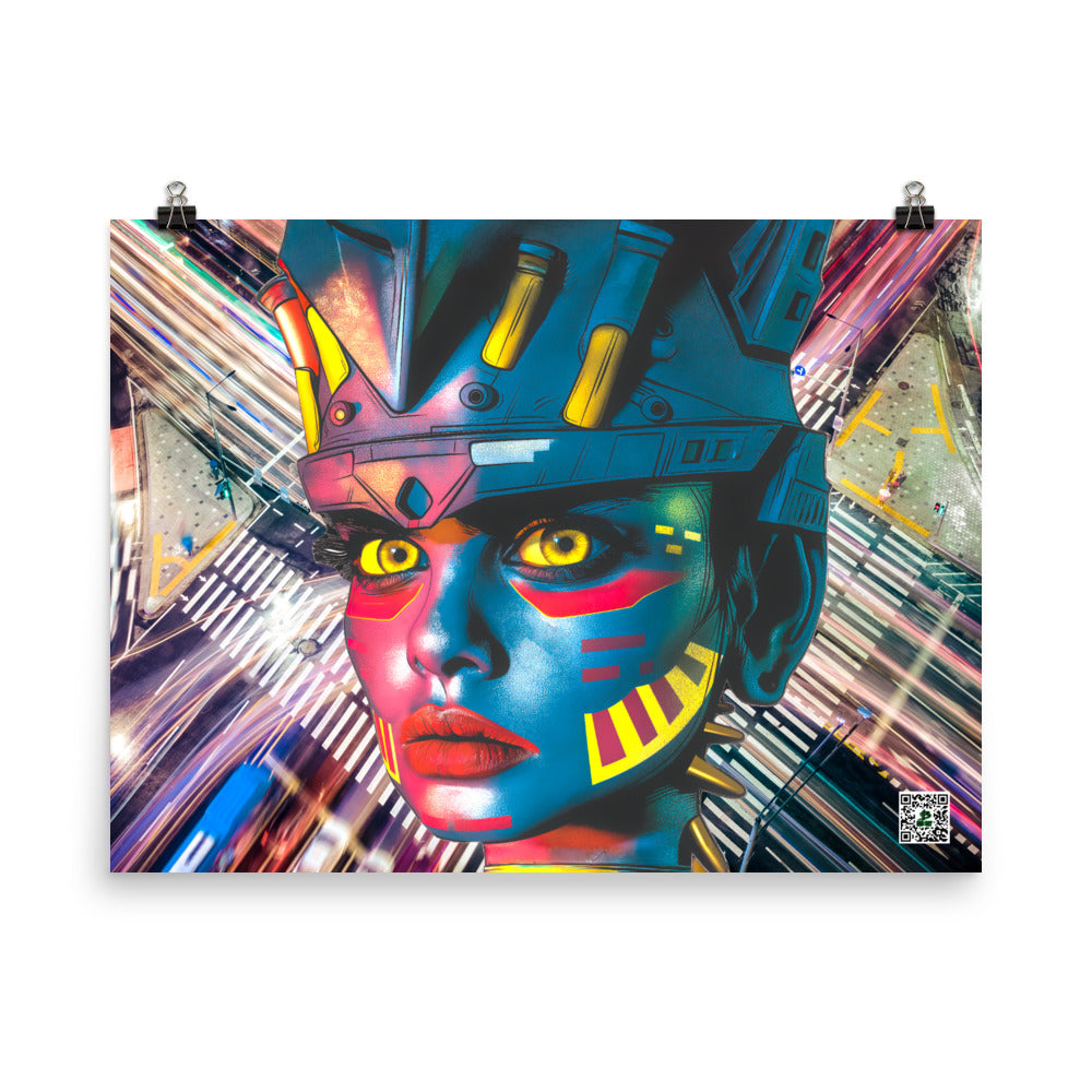 Cyber Empress - Photo paper poster - Electric Metropolis Colorway