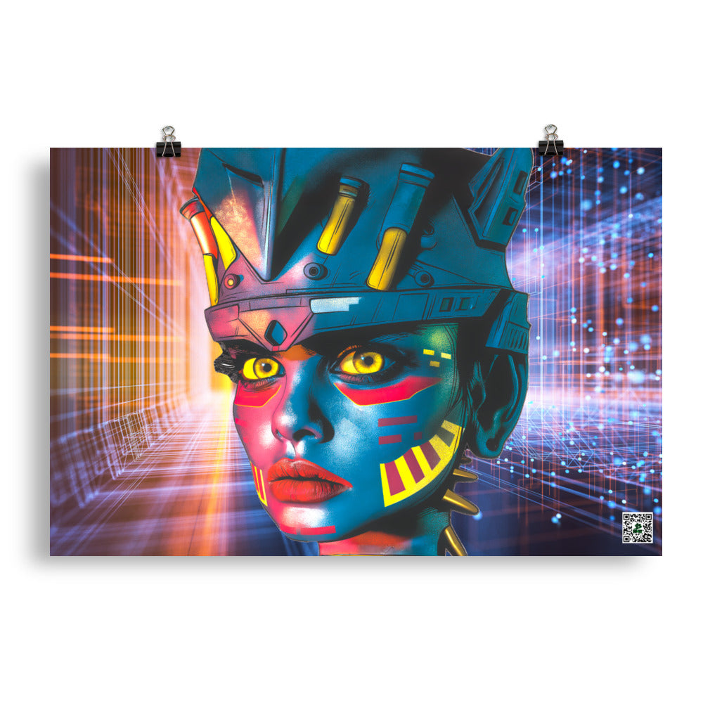 Cyber Empress - Photo paper poster - Neon Grid Colorway