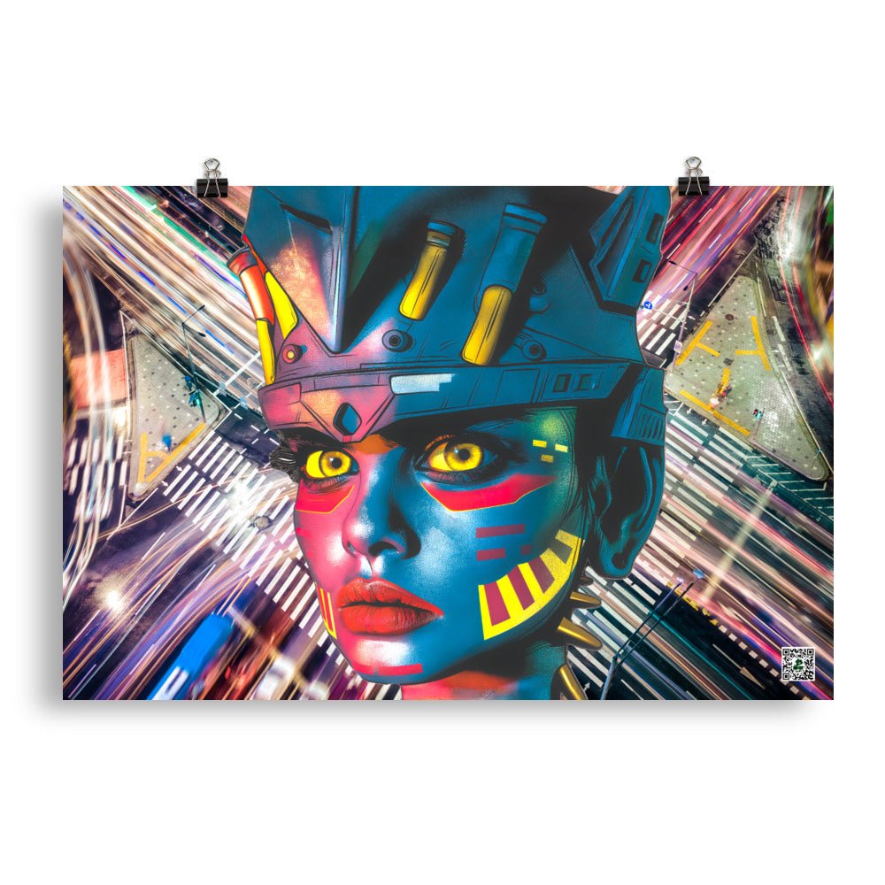 Cyber Empress - Photo paper poster - Electric Metropolis Colorway