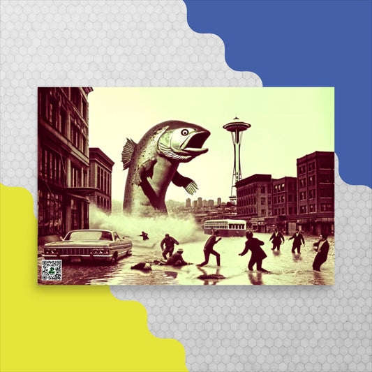 Salmon Surge in Seattle - Photo paper poster