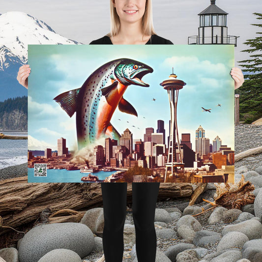 Salmon Surge in Seattle Alt - Photo paper poster