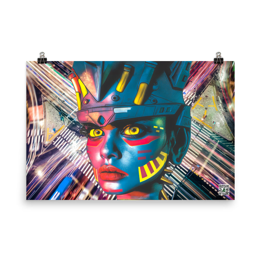 Cyber Empress - Photo paper poster - Electric Metropolis Colorway