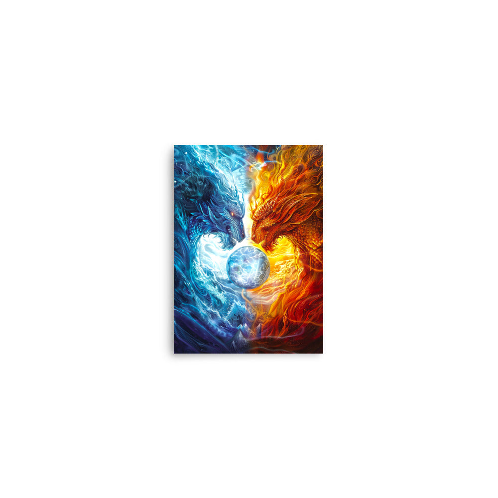 Equinox Harmony: Fire and Ice Guardians - Photo paper poster