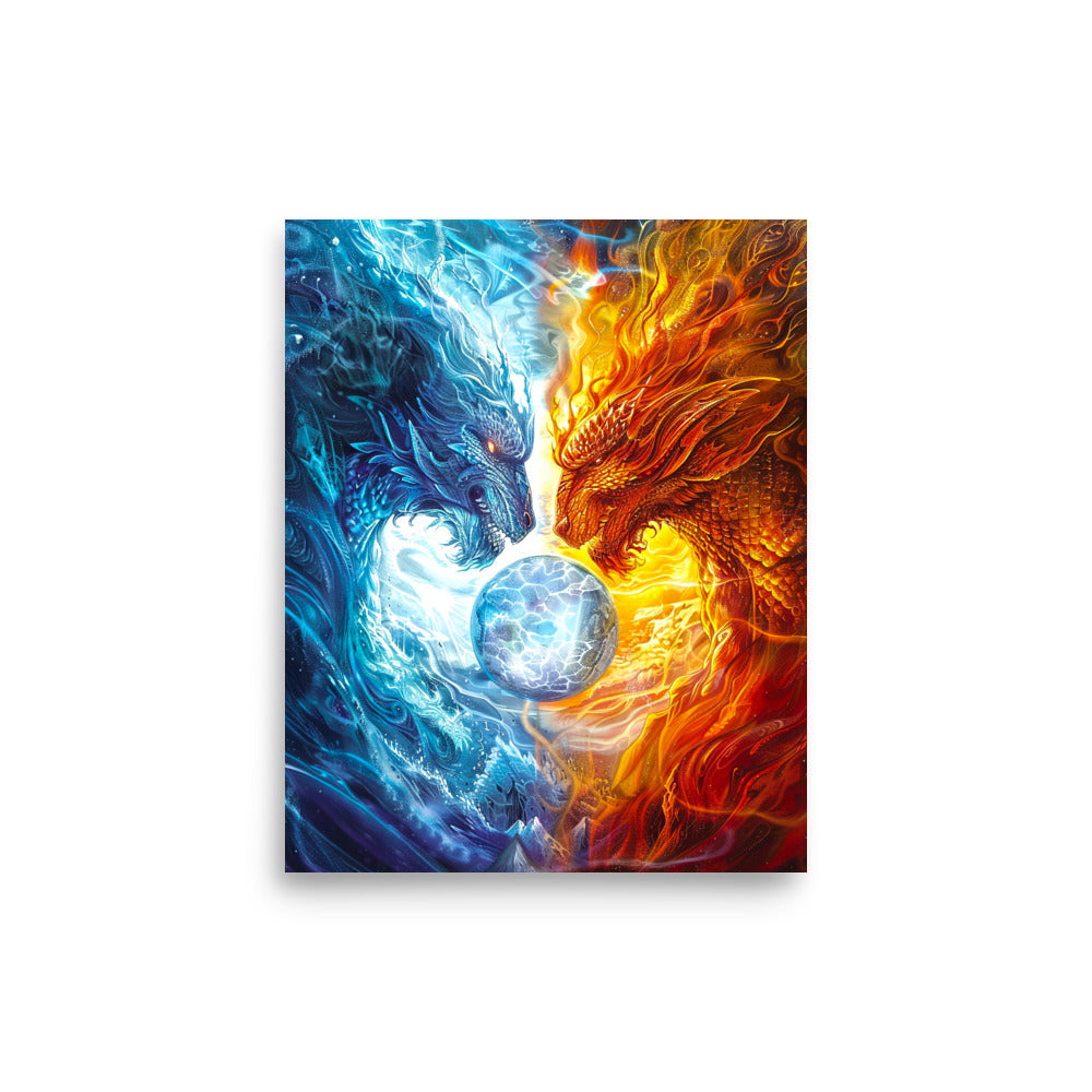 Equinox Harmony: Fire and Ice Guardians - Photo paper poster