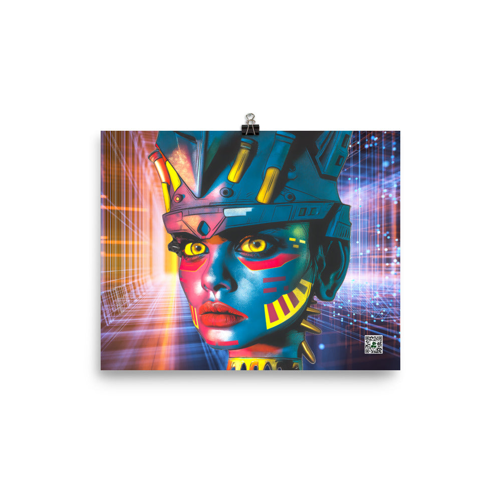 Cyber Empress - Photo paper poster - Neon Grid Colorway