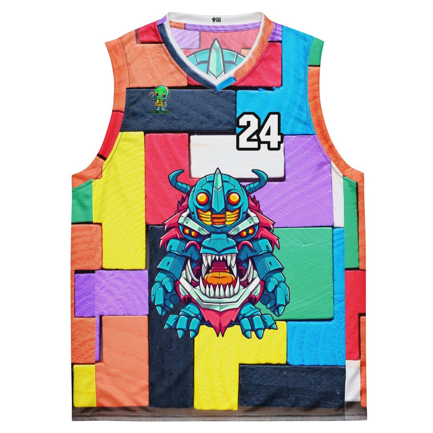 Rex the Reactor Watcher - Recycled unisex basketball jersey - Block Fusion Colorway - BBairt