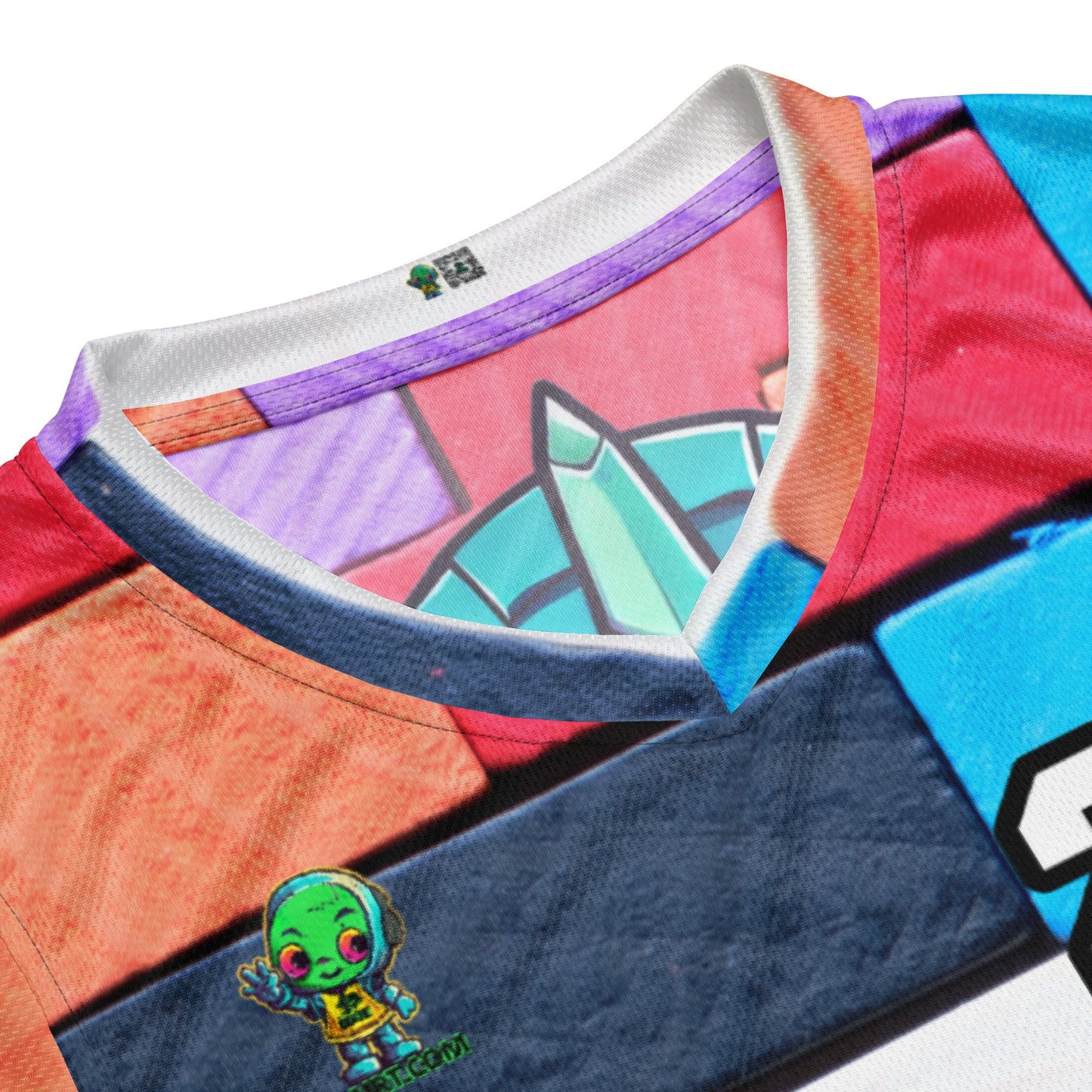 Rex the Reactor Watcher - Recycled unisex basketball jersey - Block Fusion Colorway - BBairt