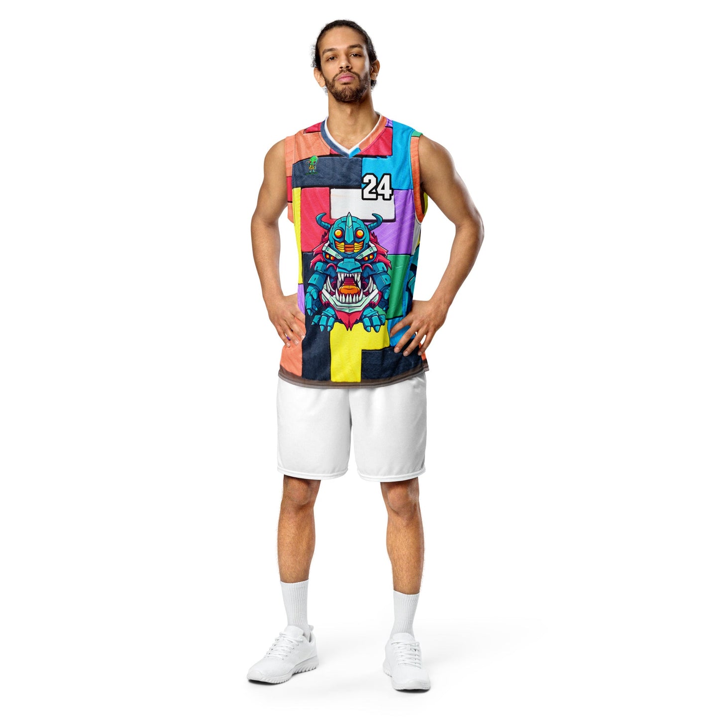 Rex the Reactor Watcher - Recycled unisex basketball jersey - Block Fusion Colorway - BBairt