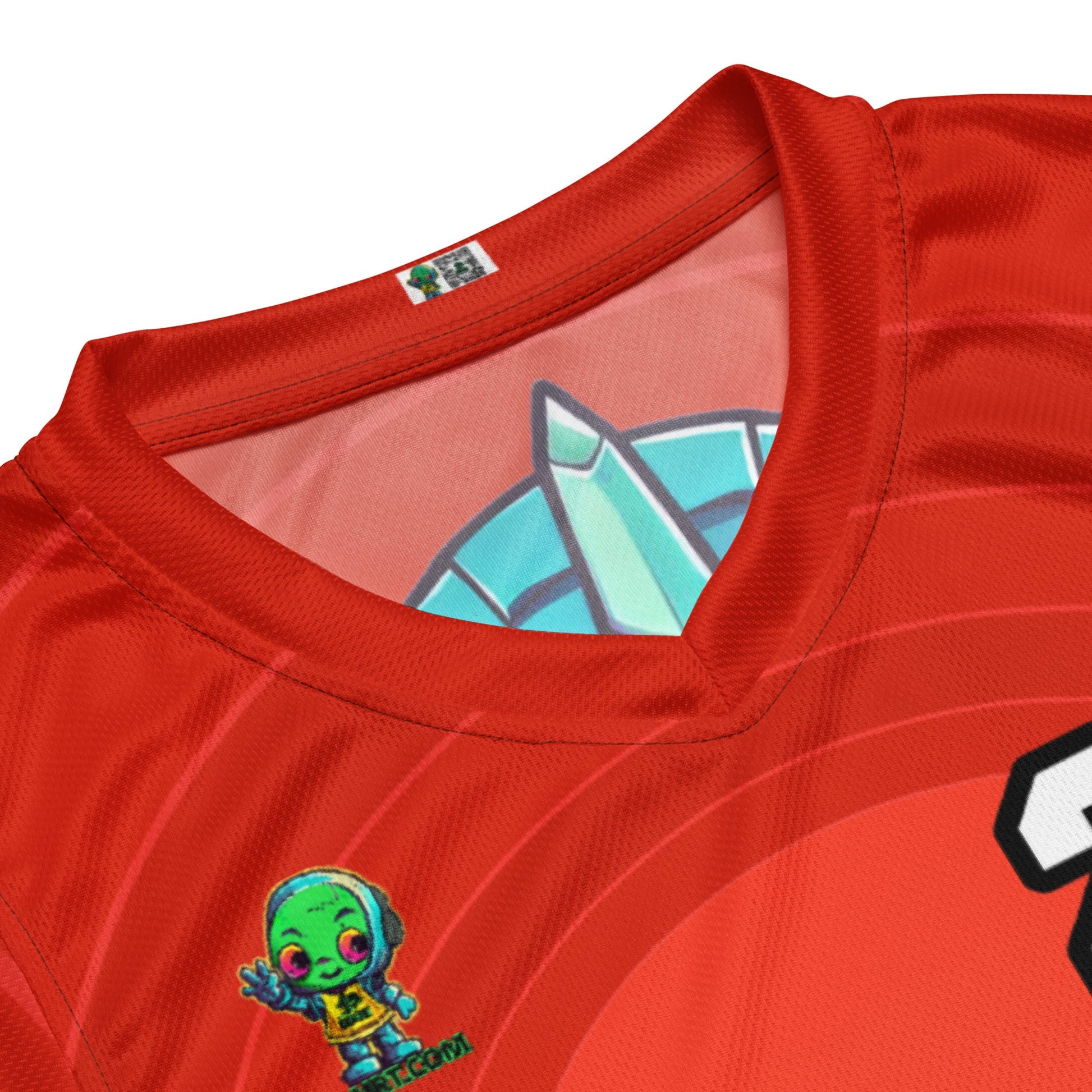 Rex the Reactor Watcher - Recycled unisex basketball jersey - Crimson Vortex Colorway - BBairt