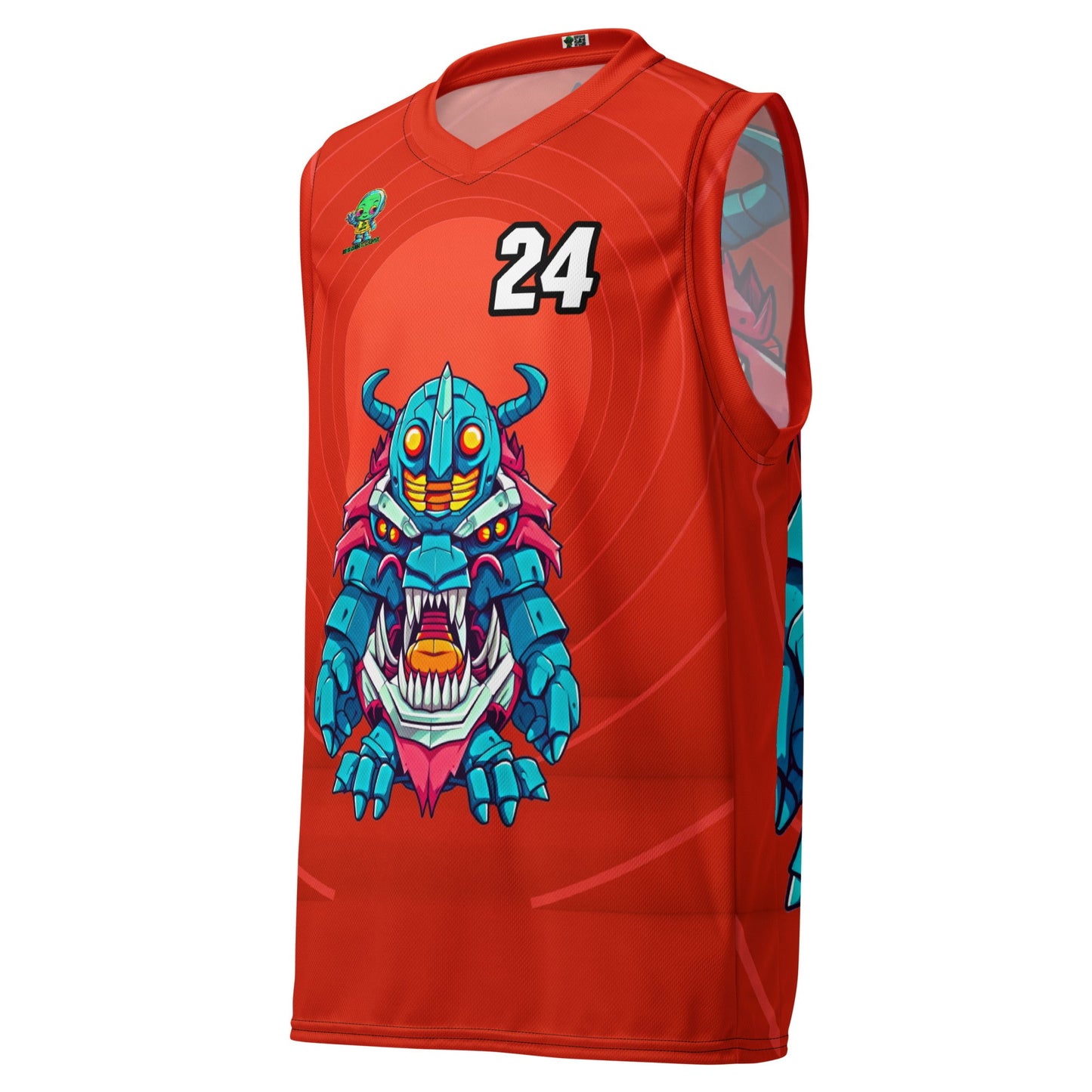 Rex the Reactor Watcher - Recycled unisex basketball jersey - Crimson Vortex Colorway - BBairt