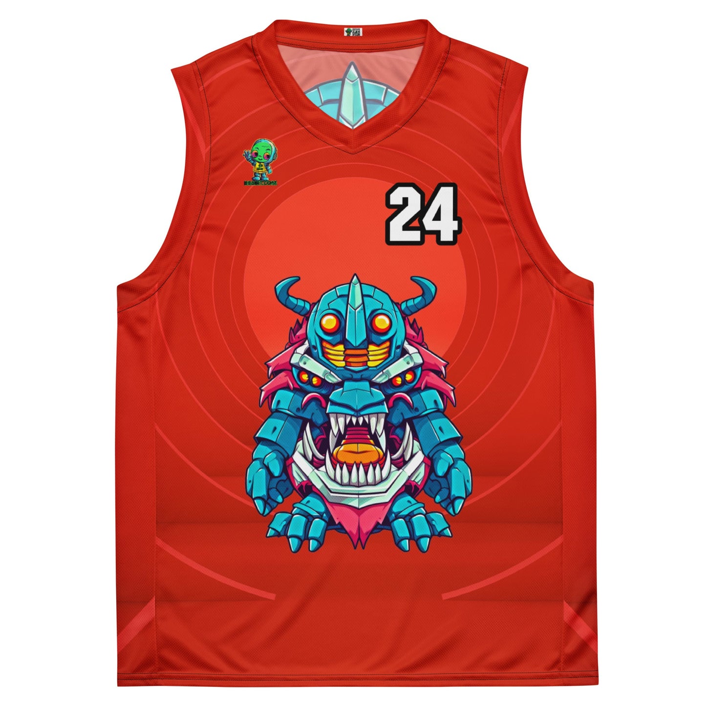 Rex the Reactor Watcher - Recycled unisex basketball jersey - Crimson Vortex Colorway - BBairt