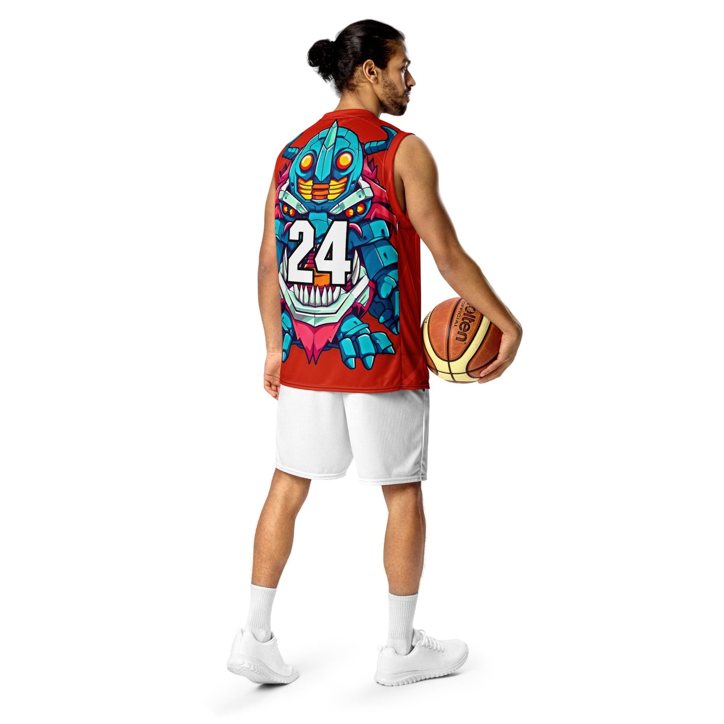 Rex the Reactor Watcher - Recycled unisex basketball jersey - Crimson Vortex Colorway - BBairt