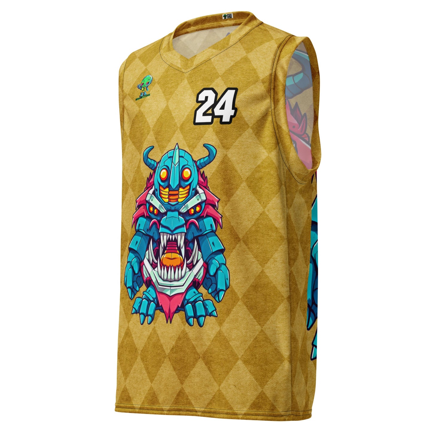 Rex the Reactor Watcher - Recycled unisex basketball jersey - Golden Argyle - BBairt