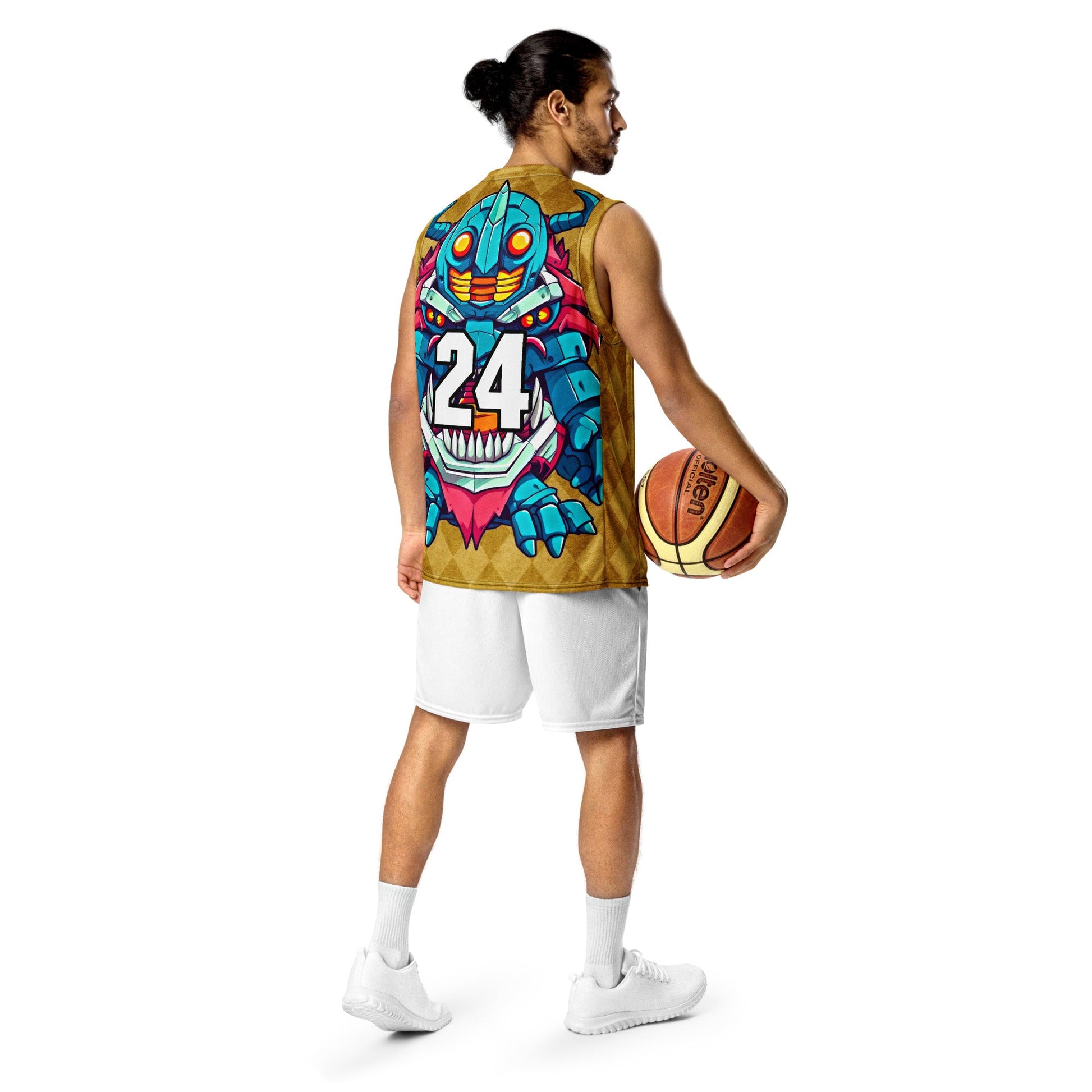 Rex the Reactor Watcher - Recycled unisex basketball jersey - Golden Argyle - BBairt
