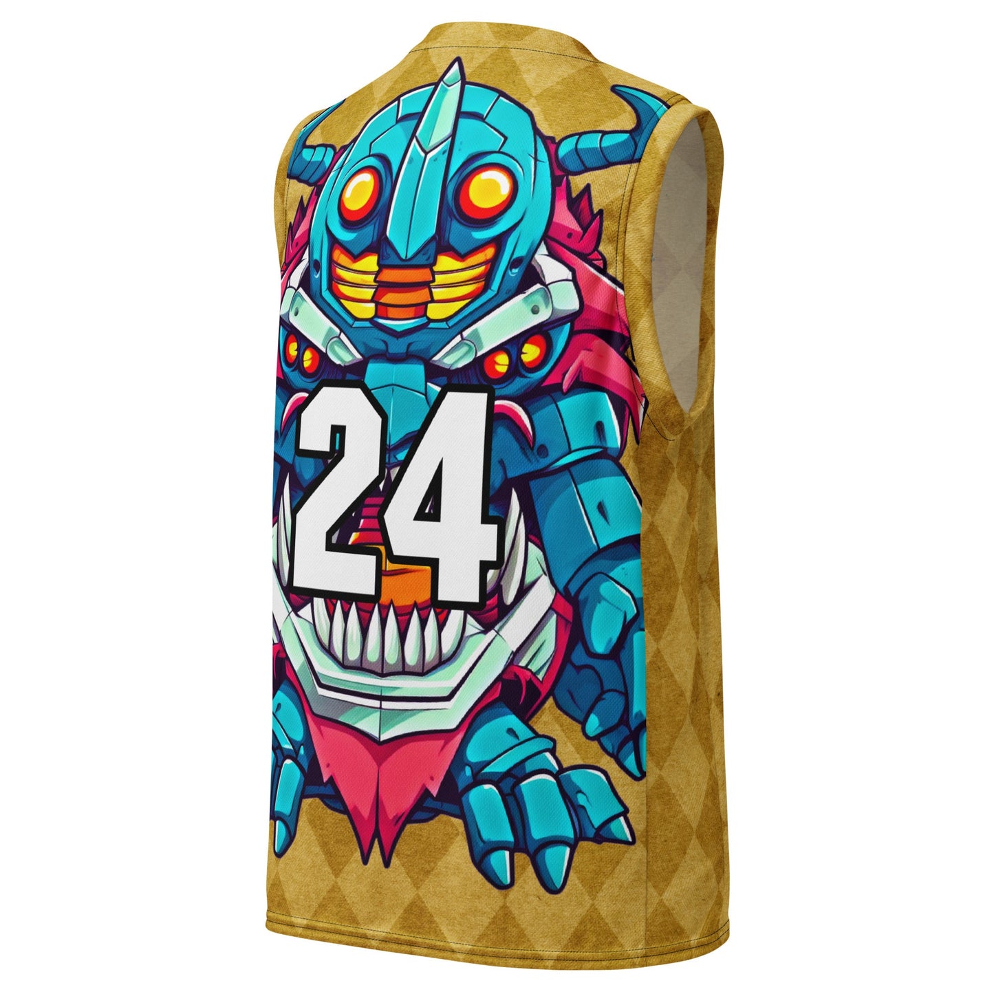 Rex the Reactor Watcher - Recycled unisex basketball jersey - Golden Argyle - BBairt