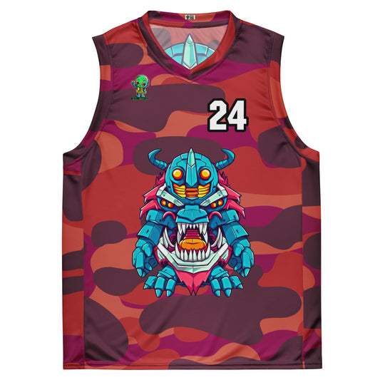 Rex the Reactor Watcher - Recycled unisex basketball jersey - Inferno Camo Colorway - BBairt